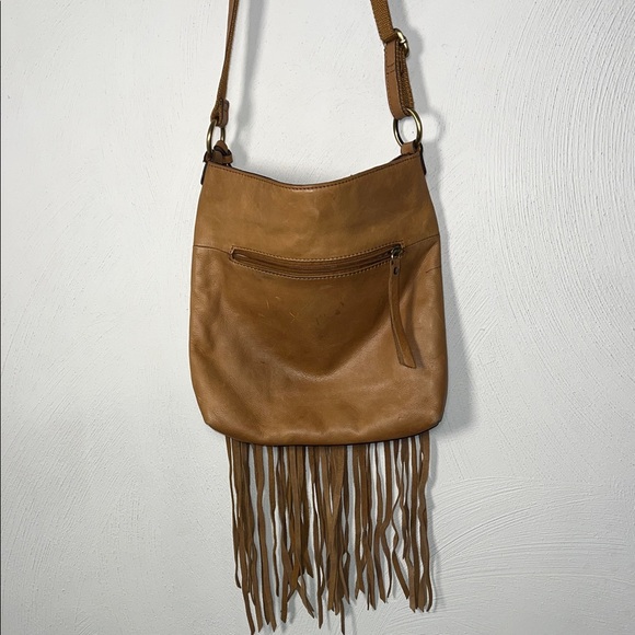 Lucky Brand Tan Leather Crossbody Bag with Fringe - Picture 8 of 15